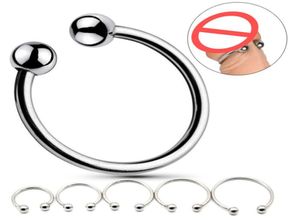 6 Größe Neuester männlicher Edelstahl Zweiperle Penis verzögerte Gonobolia Ring Hahn Ring Schmuck Erwachsene BDSM Sex Toy für Eichel A040B1124203