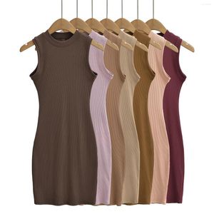 Casual Dresses Mini For Women 2024 Summer Vintage Clothes Short Knit Tank Dress Sexy Red Woman Ribbed One Pieces