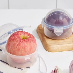 Garrafas de armazenamento Caixa de preservação de frutas reutilizáveis Clear maçã com tampa Circular de alimentos selados para geladeira para geladeira