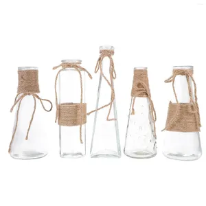 Vases 5 Pcs Twine Glass Vase Rope Exquisite Mini Pots Plants Decorations Dried Flower Container Artificial Terrarium