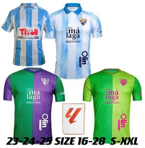 23 24 120 ° Maglie da calcio Malaga 2023 2024 CF Malaguista Jcastro ontiveros Juanpi Maillots de foot shirt santos adrian uniforme da calcio