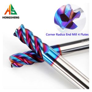 Твердый карбид угловой радиус -конец Mills HRC65 4 Flutes Nano Blue Covert Topting Tools Endmills R0.5 R0.2 R1 R2 ~ 8