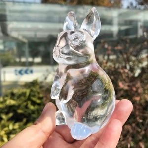 Decorative Figurines 10cm Natural Glass Crystal Cute Animal Carving Healing Healthy Children Toy Home Decoration Fengshui Ornaments