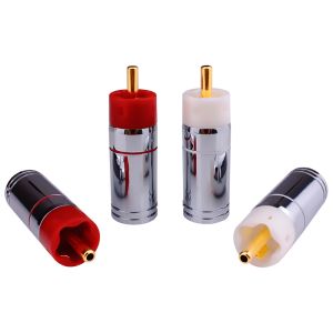 4pcs Высококачественные Hifi Diy 9 мм разъемы RCA Connectors Серебряные покрытые золотосекурными разъемами Brass RCA Audio Plugc