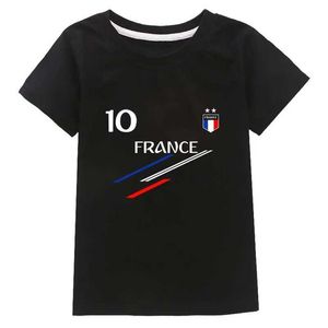 T-shirts New Summer Kids Clothes Baby Boys France Football 10 MBP Cotton Tee Shirt Children Boy Sports Tops Outfits Short T240524