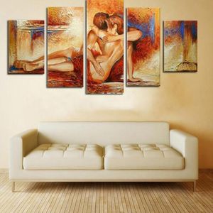 Casal nu nude adora pintura a óleo que abraça a tela artística arte moderna imagens decorativas parede sem decoração de casa emoldurada2842655