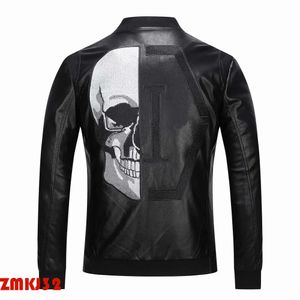 Plein-Brand Philipe Plein Jacke Designerjacke Herren PP Schädel Stickerei Leder Pelzjacke Dicke Baseballkragen Jacke Simulation Motorrad Jacke 981