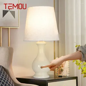 Tischlampen TEMOU zeitgenössische Keramik Lampe LED Creative Touch Dimmbare einfache weiße Schreibtisch Licht für Wohnzimmer Schlafzimmer