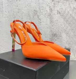 Attico Devon Highheeled Shoes Orange Sandals Satin Silk Block Heel Dress Shoe women women luxury designers fa7280465