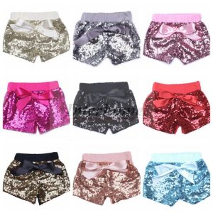 Baby Sequins Shorts Summer Glitter Pants Glow Bowknot Trousers Fashion Boutique Shorts Girls Bling Dance Shorts Sequins Trousers B486 10 ZZ
