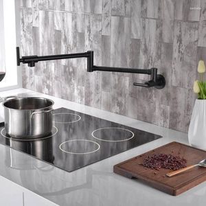 Kitchen Faucets Pot Filler Faucet Wall Mount Brass Folding Double-Jointed Swing And Dual Shut-Off Levers