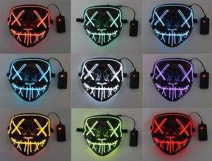 Horror LED Luminous Glowing Halloween Party Mask Neon EL Hallowmas Masque Masquerade Cosplay Masks Dark Funny Supplies ZXFTL06422207130