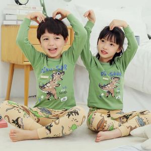 Baby Boys Girls Pamas New Autumn Sleeves Long Sleeves Children Sleepwear Cotton Pajamas مجموعات للأطفال 4 6 8 10 12 14 سنة L2405