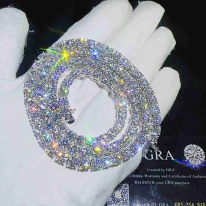 Em estoque com certificado gelado jóias 925 prata 3mm 4mm 5mm VVs VVs Diamante Moissanite Tennis Chain colar Bracelet