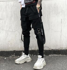 Men039s Pants Hip Hop Patchwork Cargo Ripped Sweatpants Joggers Trousers Male Fashion Side Pockets Full Length Pants12938747