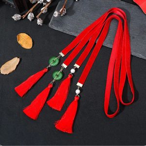 中国の新年ベルタッセルバタフライぬいぐるみヘアロープ古代スタイルハンフ編みヘアバンド女の子のヘアアクセサリー