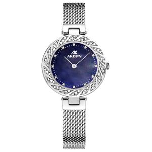 Diamentowa bogini Bogini Luminous kwarcowy Women Watch zegarek siatkowy pasek zużycie odpornego na nadgarstki