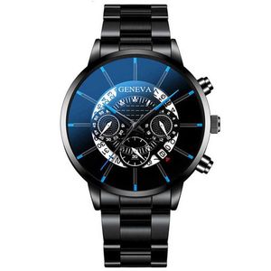 Business Steel Band Mens Watch Hollow Leisure non meccanico Calendario in lega