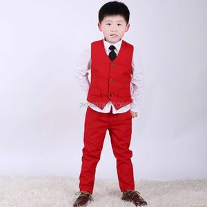 Gentleman Kids Wedding Tuxedos Jacke Weste Hosen 3pcs Blumenjungen formelle Anzug Kinder Party Performance Kleid Kostüm Kostüm