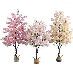 Dekorativa blommor Simulering Cherry Tree Potted Fake Peach Green Plant Flower Flower Decoration Ornamente inomhus