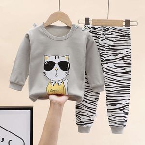 2022 Baby Sets Cotton Bear Boys Girls Long Sleeve Top +Pants 2st Kids Clothes Pamas Suit L2405