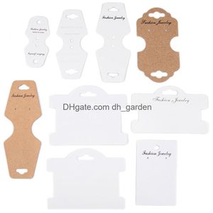 Tags Prezzo Card Gioielli Display Carte di carta Collana Orecchini Bracciale Orecchini per le orecchie di cartone Clip per capelli White Kraft Hang Drop De Ot1GB