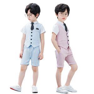 Ragazzi vestiti per bambini camminare per esibizioni ospiti abiti da giro gilet (gilet + pantaloni + camicia + cravatta + spilla)