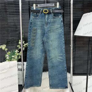Ha1n Designer Jeans Frauen Denim Hosen Design Seitenbrief gerade Bein Hosen hohe Taille Mode -Jeanshose Streetwear
