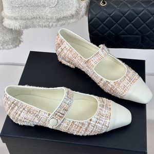 Women Mary Jane buty balet balet projektant butów butowych butowe buknę mokasyny tweed lśniący tiulowy but butowy dziewczęta