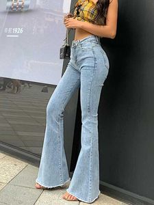 Women's Jeans Flare Jeans Pants Womens Vintage Denim Y2k Jeans Womens High Waist Fashion Elastic High Thin Trousers Street Vintage Jeans Q240523