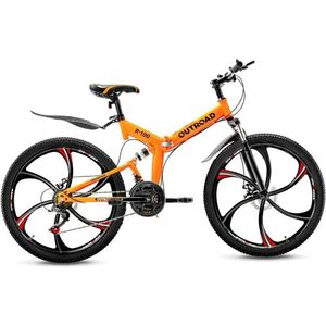 Cyklar utanför vägen 26 tum vikbar mountainbike 21 hastighet Full fjädring Hög kolstål MTB Fällbar cykel Dual Disc Brake Anti Slip Q240523