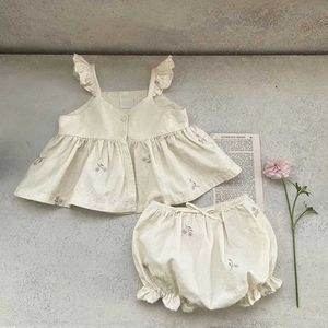 Zestawy odzieży Dopasowanie rodzinnych strojów Milancel Baby Girl Letnia przedszkole haftowana sukienka ruffle Top 2 WX5.23