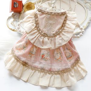 Кошка и платье для собак летнее платье для питомца розовое зеленое пеню кроличье платье принцессы круглый шея пухлая юбка для собак L3679 240524