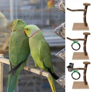 Outros suprimentos de pássaros mastigando o brinquedo de madeira Stand Stand para Parrot Playstand Plays escalando os amortecedores animais de estimação
