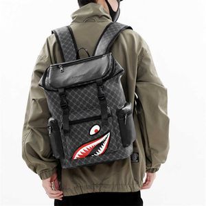 Schoolbag Trend Korean Casual Rucksack Checked PU bedruckte Rucksack wasserdichte Verschleiß-resistenter Computertasche mit großer Kapazität 240524