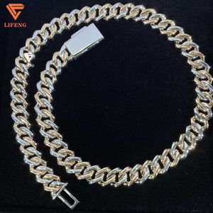 Iced Hip Hop Jewelry Luxury Two Tone Rose Gold 15mm Classic Moissanite Cuban Link Chain Halsband 925 Silver Men Cuban Chain