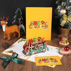 Geschenkkarten Grußkarten Frohe Weihnachten 3D -Karten Weihnachtsbaum Winter Geschenk Pop -up -Karten Weihnachtsdekoration Aufkleber Neujahr Grußkarte WX5.22