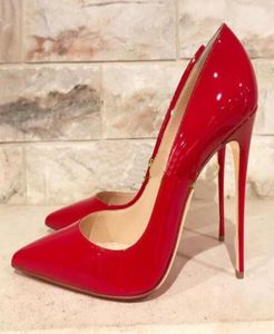 fashion Women Shoes Red Patent High Heels shoes Boots cone heel 120mm genuine leather Wedding Party Shoes2672117