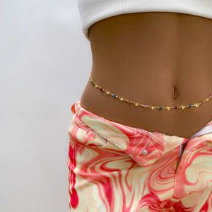 Midjekedjor bälten sommartillbehör mångsidig färgglad oljedropp pärla kropp bohemisk geometrisk kärlek kvinnor q240523