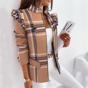 2024 New Fashion Luxury Brand Hot selling Spring and Autumn Women's Ruffle Edge Long sleeved Zipper Printed Suit Small Coat Casual Jackets Size S-3XL