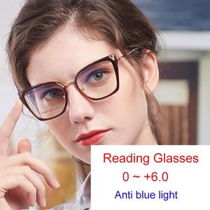 透明な四角い眼鏡女性アンチグレアブルーライトリーディングメガネ豪華なデザイナーレッド光学スペクタクルフレームサングラス228a