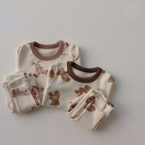 Spring Cel Newborn Baby Pama Set Cartoon Cute Cotton Long Sleeve Bunny Sleepwearf 0525