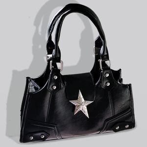 Y2K Корейская готическая звезда -звезда черная сумка эстетическая винтажная сказочная гранж панк -гот -кошелек сумочки для плечевых сумок ковшкой сумки женщин 240524