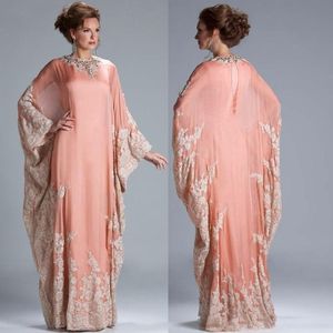 Koronkowe aplikacje wieczorne suknie balowe muzułmańskie sukienki imprezowe Caftan 2019 Arabian Dubaj Dubaj Mother of the Bride sukienki 208Q