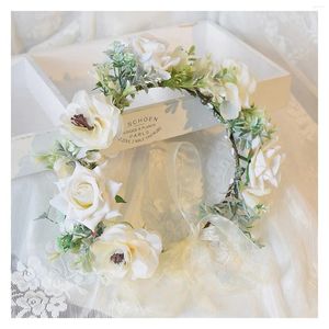 Headpieces Fairy Flower Crown For Bride Wedding Hair Accessories Boho Style Floral Headbands Women Girls Beach Traveling Party Hairbands