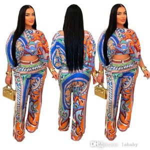 Designer Tracksuit Women 2024 Summer autunno Paisley Stampato a due pezzi Set di camicette per maniche per maniche per battute Top e pantaloni a gamba larga da 2 pc set per abiti da donna