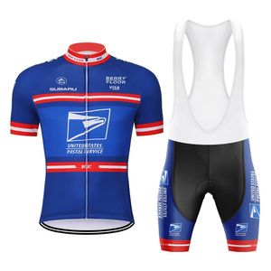 Bisiklet Jersey Erkekler Retro Set Bib Şort Mavi Giysiler Bisiklet Kıyafetleri MTB Spor Giyim Nefes Alabilir Yaz Kısa Kollu Jel 240522