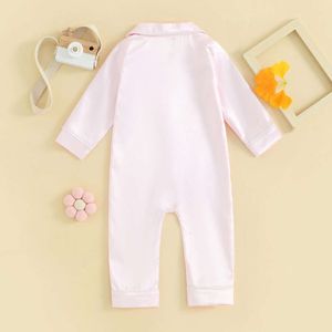 Новорожденный мальчик -девочка Satin Slik Pamas Pamssuits Bumpsuits Long Elice Butting Down Romper PJS младенца Sleepear L2405