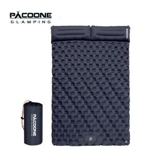 Pacoone Outdoor Campingダブルインフレータブルマットレスエクストラワイドスリーピングパッド超軽量折りたたみベッドカートラベル240522