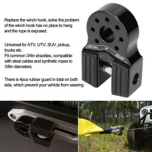 Flat Tow Hook Mount 16000lb Loading Wear Resistant Rustproof Winch Shackle Connector Mount with Rubber Side Guard for ATV Trucks